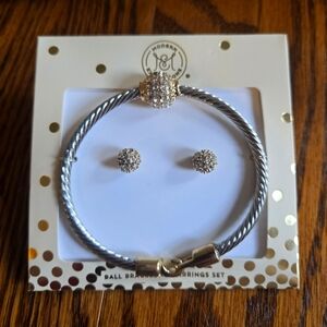Expressions Silver and Gold Bracelet Earring Set